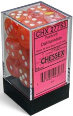 Chessex - Festive Dahlia/White Luminary 12D6 16mm - CHX27753